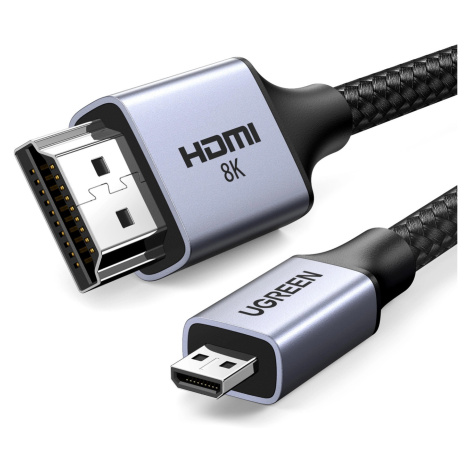 Kabel adaptéru micro HDMI - HDMI 2.1 8K 2m Ugreen HD164 - šedý