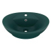 SHUMEE Luxusní oválné keramické umyvadlo s přepadem 58,5 × 39 cm tmavě zelené