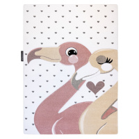 Dywany Łuszczów Dětský kusový koberec Petit Flamingos hearts cream - 120x170 cm