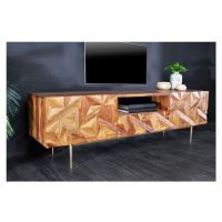 Estila Art deco masivní TV stolek Sovoy z palisandrového dřeva přírodní hnědé barvy se zlatými n