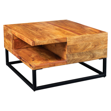 Estila Masivní čtvercový konferenční stolek Giant s úložným prostorem ze sheeshamového dřeva ve 