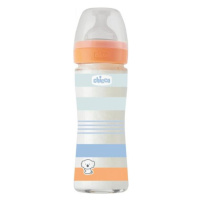 CHICCO Láhev kojenecká sklo Well-being silikon 240ml chlapec