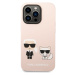 Karl Lagerfeld and Choupette Liquid Silicone Apple iPhone 14 Pro Max růžové