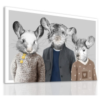 Obraz na plátně HIPSTER CHINCHILA FAMILY různé rozměry Ludesign ludesign obrazy: 100x70 cm