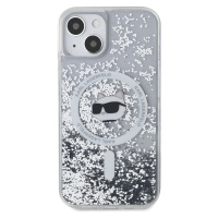 Zadní kryt Karl Lagerfeld Liquid Glitter Choupette Head Magsafe Apple iPhone 15, transparentní