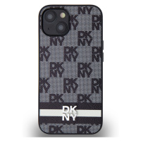 Zadní kryt DKNY PU Leather Checkered Pattern and Stripe pro Apple iPhone 13, černá