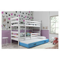 BMS Dětská patrová postel s přistýlkou Eryk 3 | bílá Barva: bílá / modrá, Rozměr: 200 x 90 cm