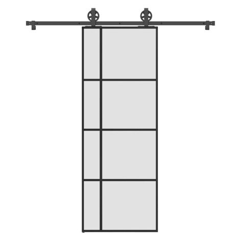 vidaXL Posuvné dveře s kováním 76x205 cm ESG sklo a hliník