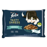 Felix Tasty Shreds s hovězím, kuřetem, lososem, tuňákem ve šťávě 12 x 80 g