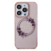 Guess PC/TPU Flowers Ring Glossy Logo MagSafe kryt iPhone 15 Pro Max růžový
