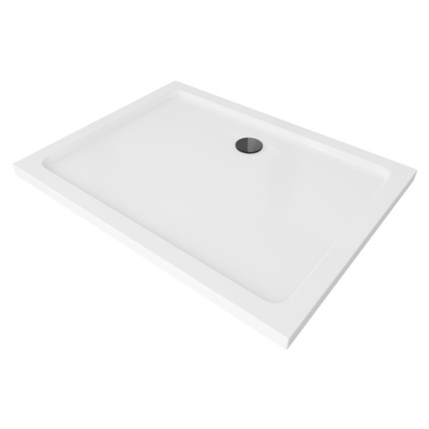 MEXEN/S Flat sprchová vanička obdélníková slim 100 x 70, bílá + černý sifon 40107010B