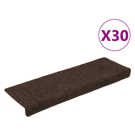 vidaXL Schodové rohože samolepicí 30 ks 65 x 21 x 4 cm hnědé s obdélníkovým okrajem