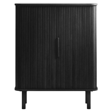 Černá skříňka v dekoru dubu s posuvnými dveřmi 113x90 cm Cavo – Unique Furniture