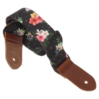 Perri's Leathers 7672 Ukulele Strap Black Flowers