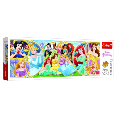 Trefl Puzzle Disney Princess - Zpět do světa princezen / 500 dílků Panoramatické - TEGU