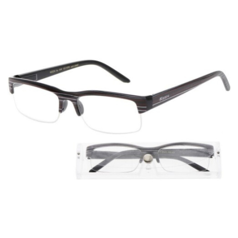 Brýle čtecí +1.50 černé s pruhy a pouzdrem