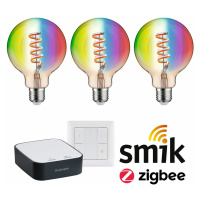 PAULMANN Startovací sada Smart Home Zigbee 3.0 LED žárovka Filament G95 RGBW + Gateway + vypínač