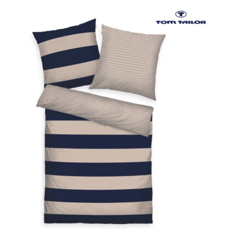 HERDING - TOM TAILOR ložní prádlo Bold Stripes 70x90cm / 140x200cm Dark Navy / Sunny Sand