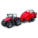 Bburago 1:50 Farm Traktor Massey Ferguson 8740S + Baler Lifter Rood