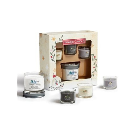 YANKEE CANDLE dárková sada votivní svíčka ve skle 3× 37 g + malý svícen