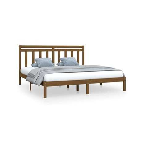 Rám postele medově hnědý masivní dřevo 200 × 200 cm, 3105273 SHUMEE