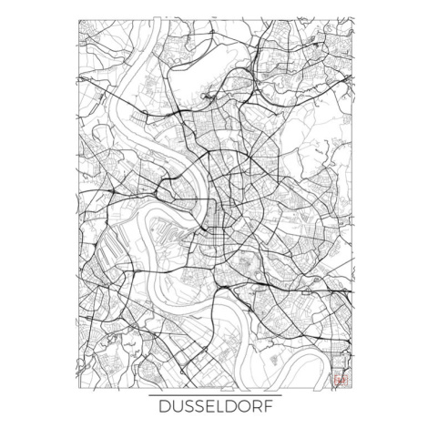 Mapa Dusseldorf, Hubert Roguski, 30x40 cm
