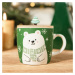 Vánoční hrnek | MOLDY | zelený s medvídkem a ozdobným víčkem | 0,3 l | 831787 Homla