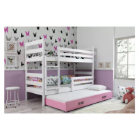 Dětská patrová postel ERYK s výsuvným lůžkem 80x160 cm - bílá Růžová