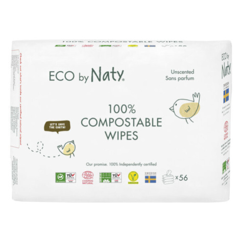 Eco Naty ECO vlhčené ubrousky Naty bez vůně - pro citlivou pokožku - výhodné balení (3 x 56 ks) Eco by Naty