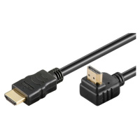 PremiumCord HDMI High Speed+Ethernet kabel, zlacený zahnutý konektor 90° 10m