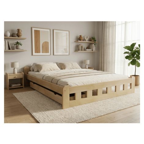 Postel Naomi zvýšená 120 x 200 cm, borovice Rošt: S laťkovým roštem, Matrace: Matrace Deluxe 10 