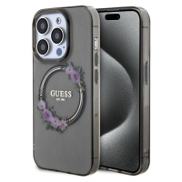 Guess PC/TPU Flowers Ring Glossy Logo MagSafe kryt iPhone 13 Pro černý