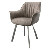 DELIFE Jídelní židle Keila-Flex s područkou taupe vintage oválná podnož z nerezové oceli
