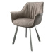 DELIFE Jídelní židle Keila-Flex s područkou taupe vintage oválná podnož z nerezové oceli