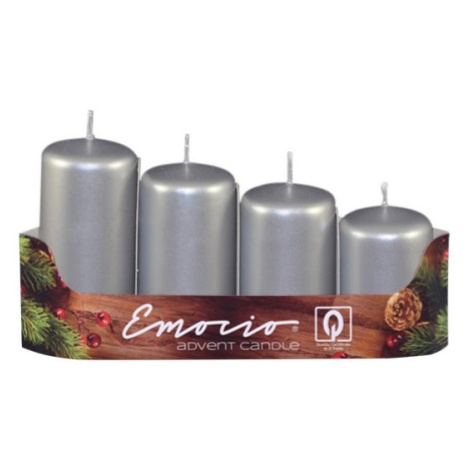 Emocio adventní stupně 4ks prům. 40mm Metal stříbrné svíčky