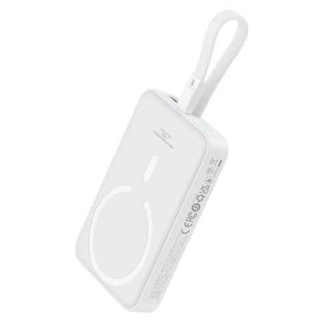 Powerbanka Baseus Magnetic Mini MagSafe 10000mAh 20W s integrovaným kabelem Lightning - bílá + k