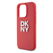 Zaní kryt DKNY PU Leather Stack Logo Wrist Strap pro Apple iPhone 15 Pro, červená