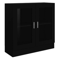 Shumee prosklená skříň černá 82,5×30,5×80 cm dřevotříska, 802742