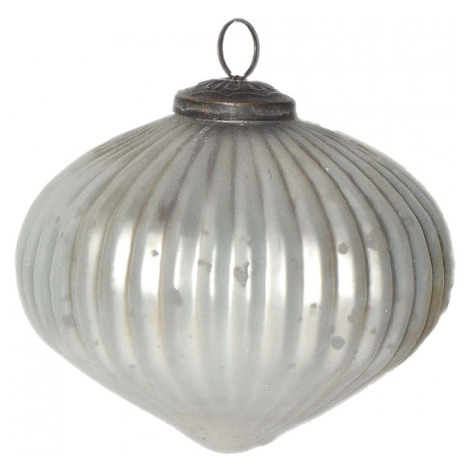 Stříbrná skleněná vánoční ozdoba – 12x12 cm Clayre & Eef