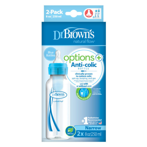 DR.BROWNS - Láhev antikolik Options+ úzká 2x250ml plast modrá (SB82405)