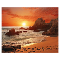 Obrazy na stěnu - Západ slunce nad skaliskami u moře Rozměr: 40x50 cm, Rámování: vypnuté plátno 