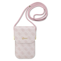 Guess PU 4G Metal Logo Script Phone Bag růžový