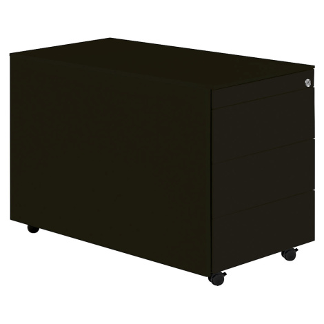 mauser Zásuvkový kontejner s koly, v x h 570 x 800 mm, ocelová deska, 3 zásuvky, grafitově černá