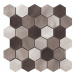 Mozaika Cir Materia Prima mix grey hexagon 27x27 cm lesk 10699211