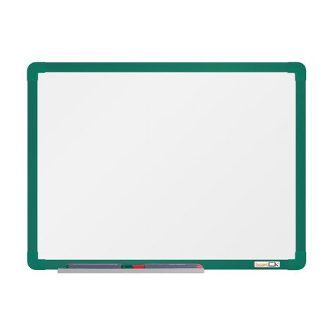 boardOK Bílá magnetická tabule s keramickým povrchem 60 × 45 cm, zelený rám