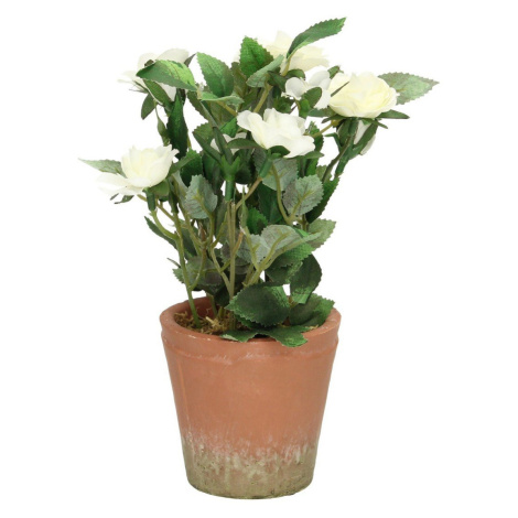 Dekoria Dekorace White Rose 24cm, 9 x 9 x 24 cm