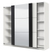 Šatní skříň s posuvnými dveřmi a zrcadlem ancona - bílá/černá
