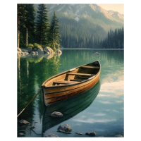 Obrazy na stěnu - Pramice na jezeře Rozměr: 40x50 cm, Rámování: bez rámu a bez vypnutí plátna