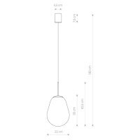 Euluna Závěsná lampa Pear ze skla, mosaz/čirá, výška 30 cm