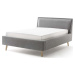 Světle šedá čalouněná dvoulůžková postel s úložným prostorem s roštem 140x200 cm Frieda – Meise 